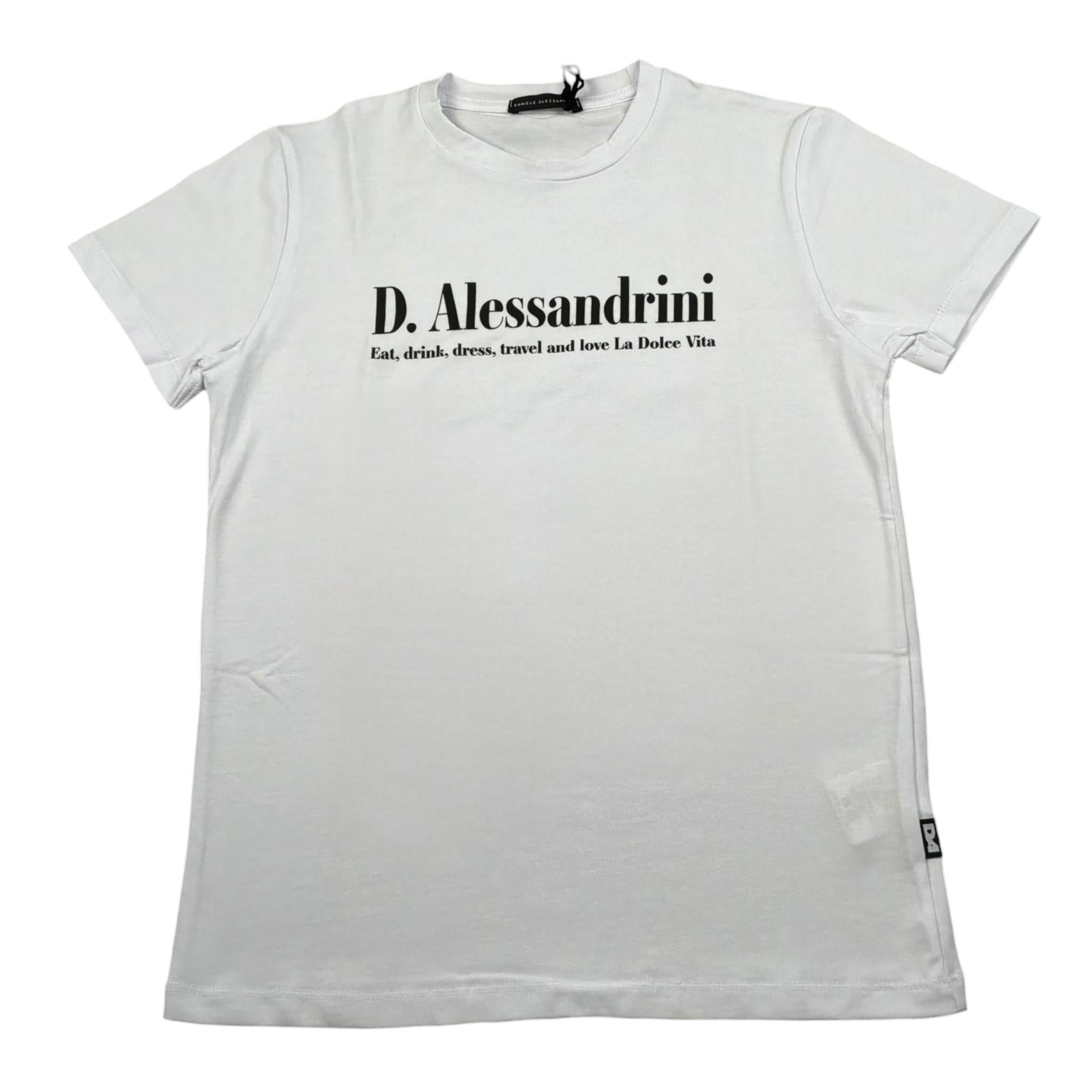 Daniele Alessandrini T-Shirt Girocollo Tinta Unita con Stampa per Bambino 1236M00228X BIANCO DANIELE ALESSANDRINI 