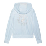 Juicy Couture Felpa In Camoscio Tinta Unita con Cappuccio Azzurro per Bambina