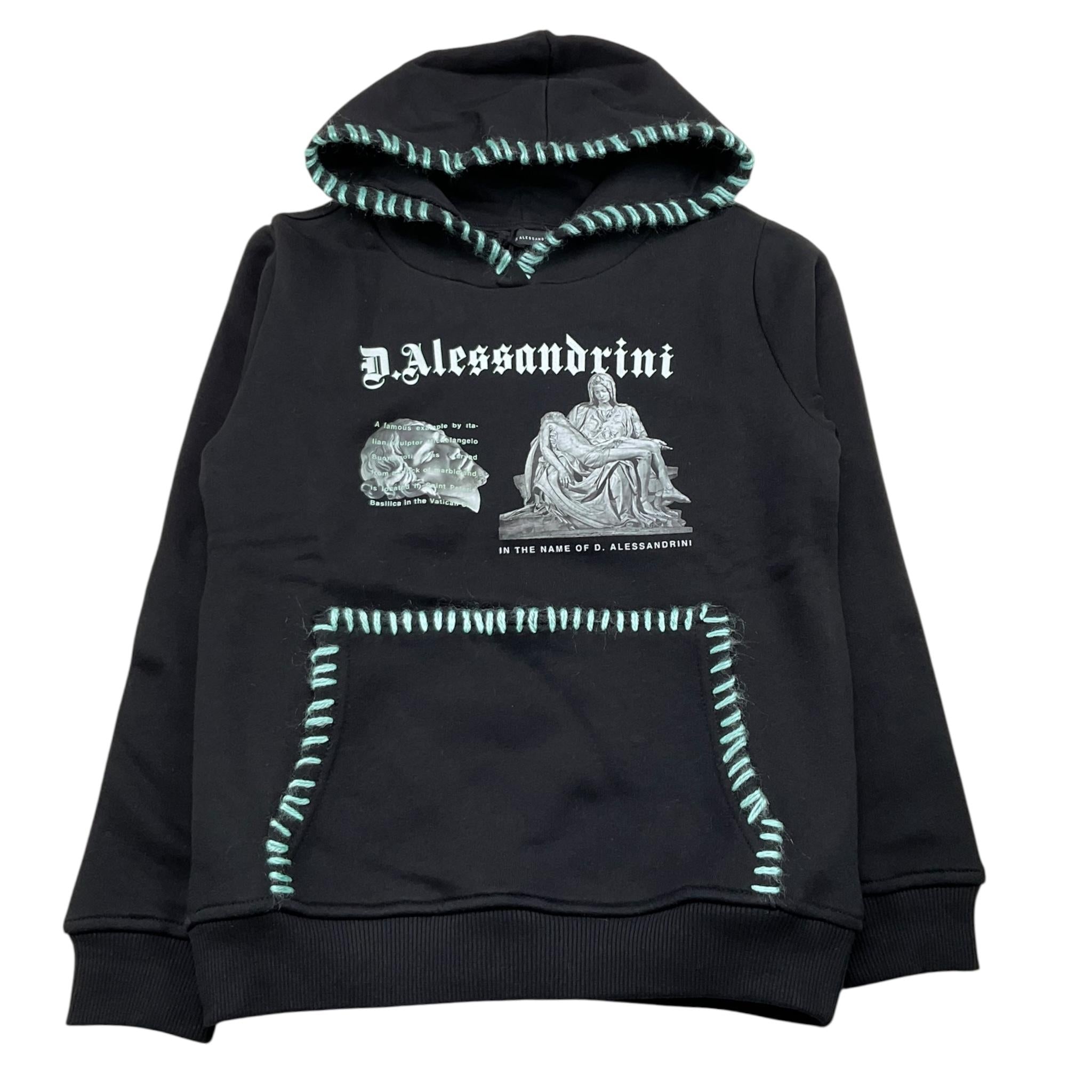 DANIELE ALESSANDRINI felpa chiusa con cappuccio tinta unita con stampa Nero per Bambino 1231F00094 NERO DANIELE ALESSANDRINI 