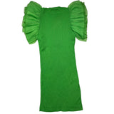 Twinset Abito Mezza Manica Tinta Unita Con Tulle Verde Per Bambina