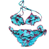 Saint Barth Costume 2 Pezzi Slip-Triangolo Tinta Unita con Stampa per Bambina 00517L AZZURRO SAINT BARTH 