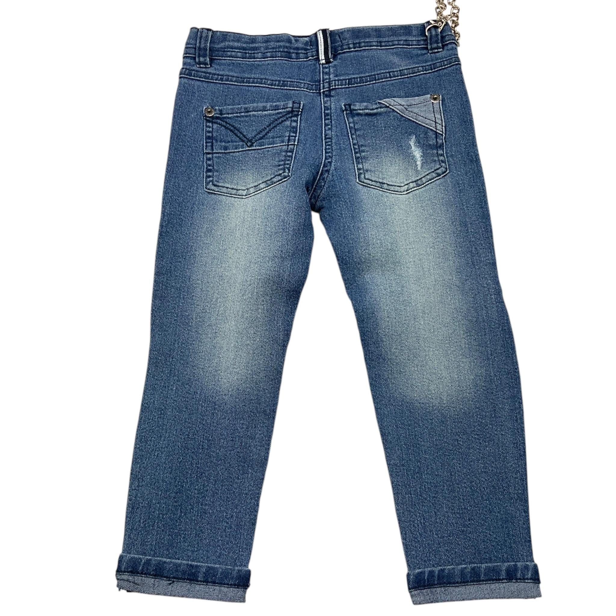 EMC jeans tinta unita con strappi e catena Blu per Bambino BZ7113 BLU EMC 
