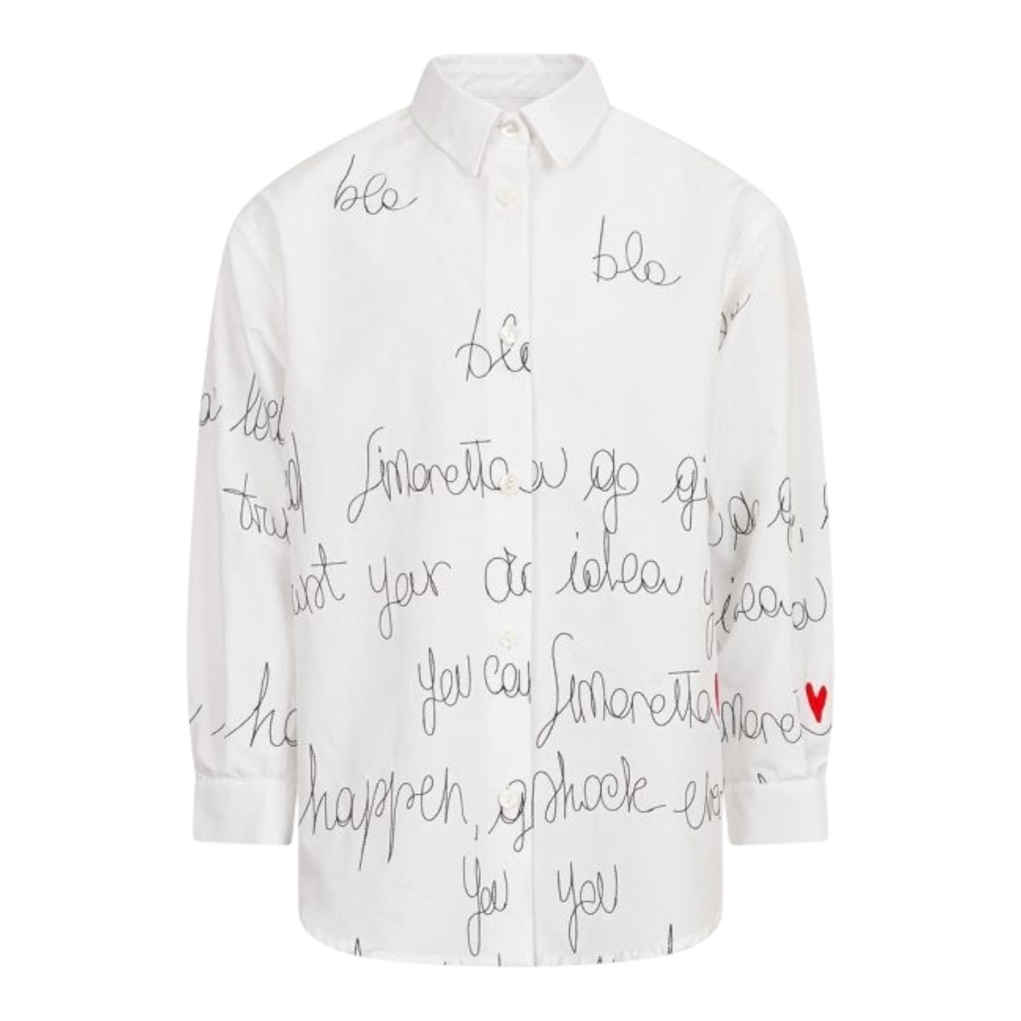 Simonetta Camicia Tinta Unita con Logo per Bambina SW5A40 BIANCO SIMONETTA 