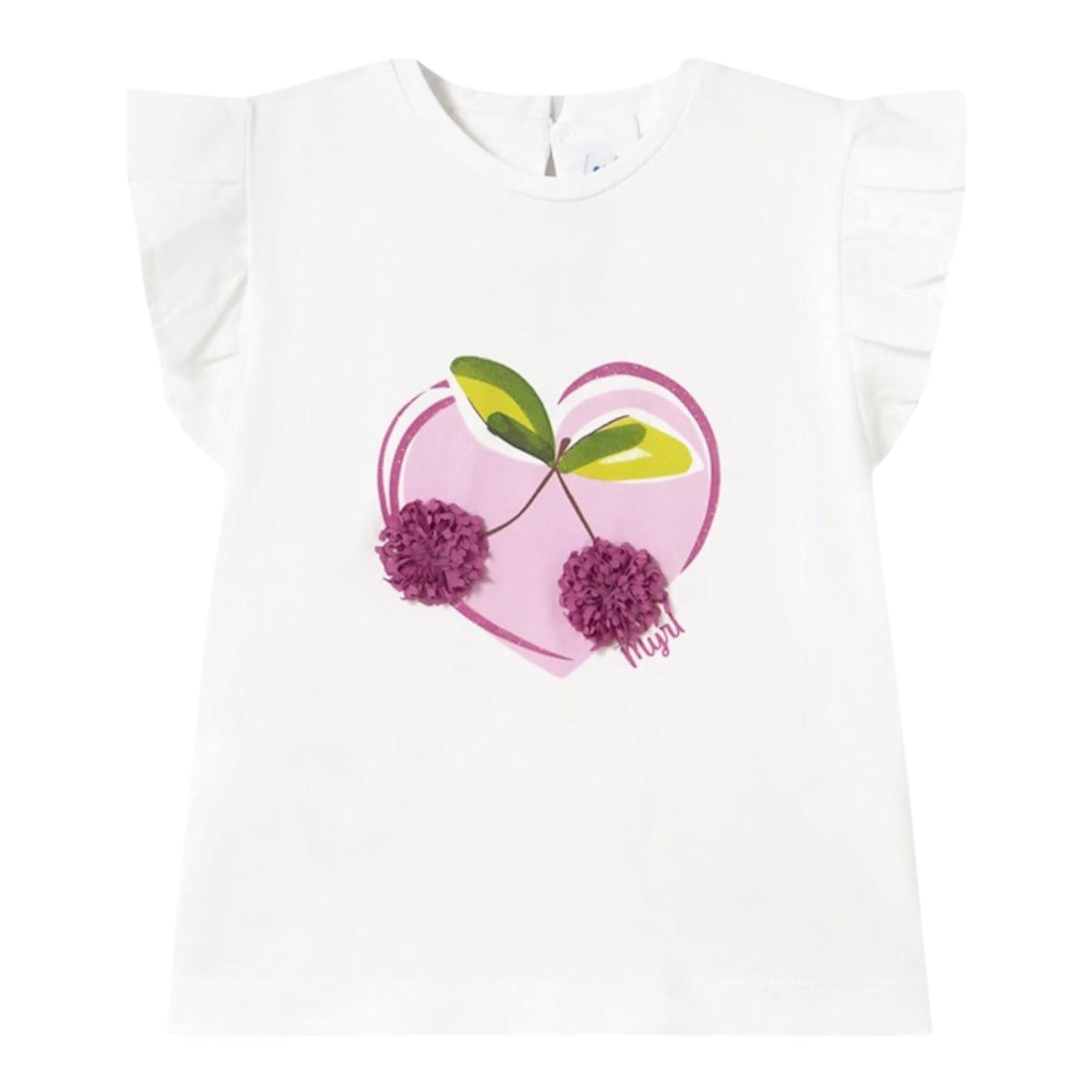 Mayoral T-Shirt Girocollo Tinta Unita con Stampa per Neonata 1042X BIANCO MAYORAL 