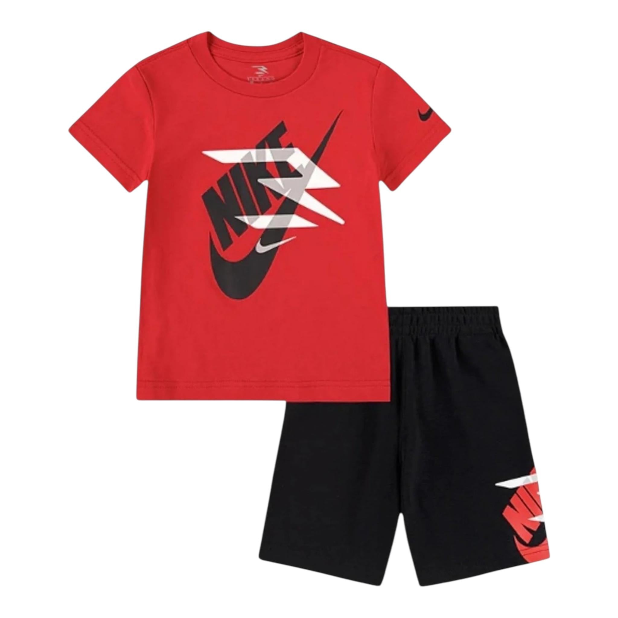 Nike Completo 2 Pezzi T-Shirt-Bermuda Tinta Unita per Bambino 9Q0615 ROSSO/NERO NIKE 