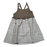 Petit Indi Abito Bicolore con Fantasia Quadri per Neonata SS25BK6527X BIANCO/BEIGE PETIT INDI 