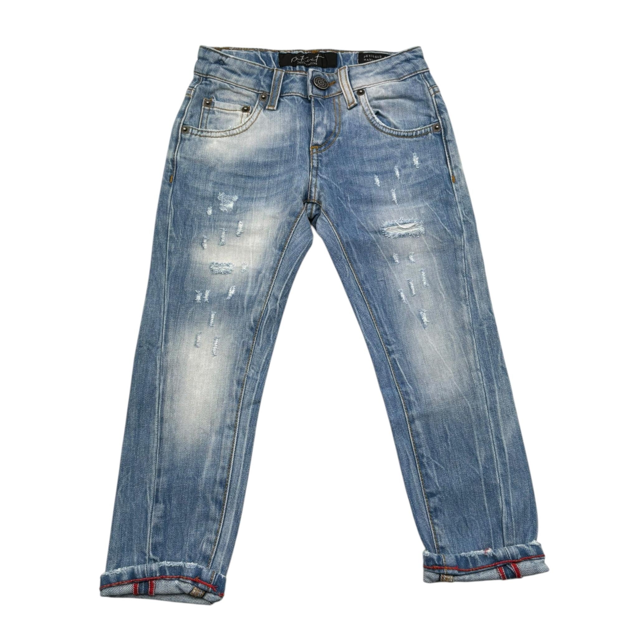 Patriot Jeans Tinta Unita con Strappi per Bambino PJ5S2SPBK37 AZZURRO PATRIOT 