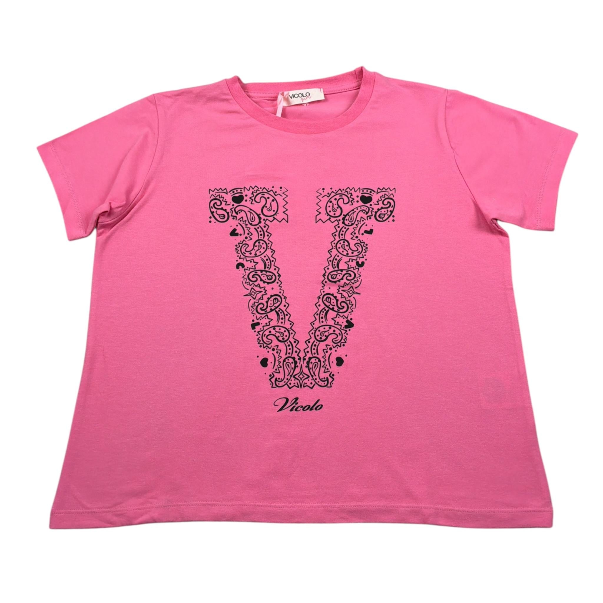 Vicolo T-Shirt Girocollo tinta unita con Stampa Rosa per Bambina 3146M0817 ROSA VICOLO 
