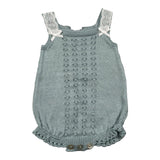 Paz Rodriguez Pagliaccetto Giromanica Tinta Unita con Ricami per Neonata 022122674 VERDE PAZ RODRIGUEZ 