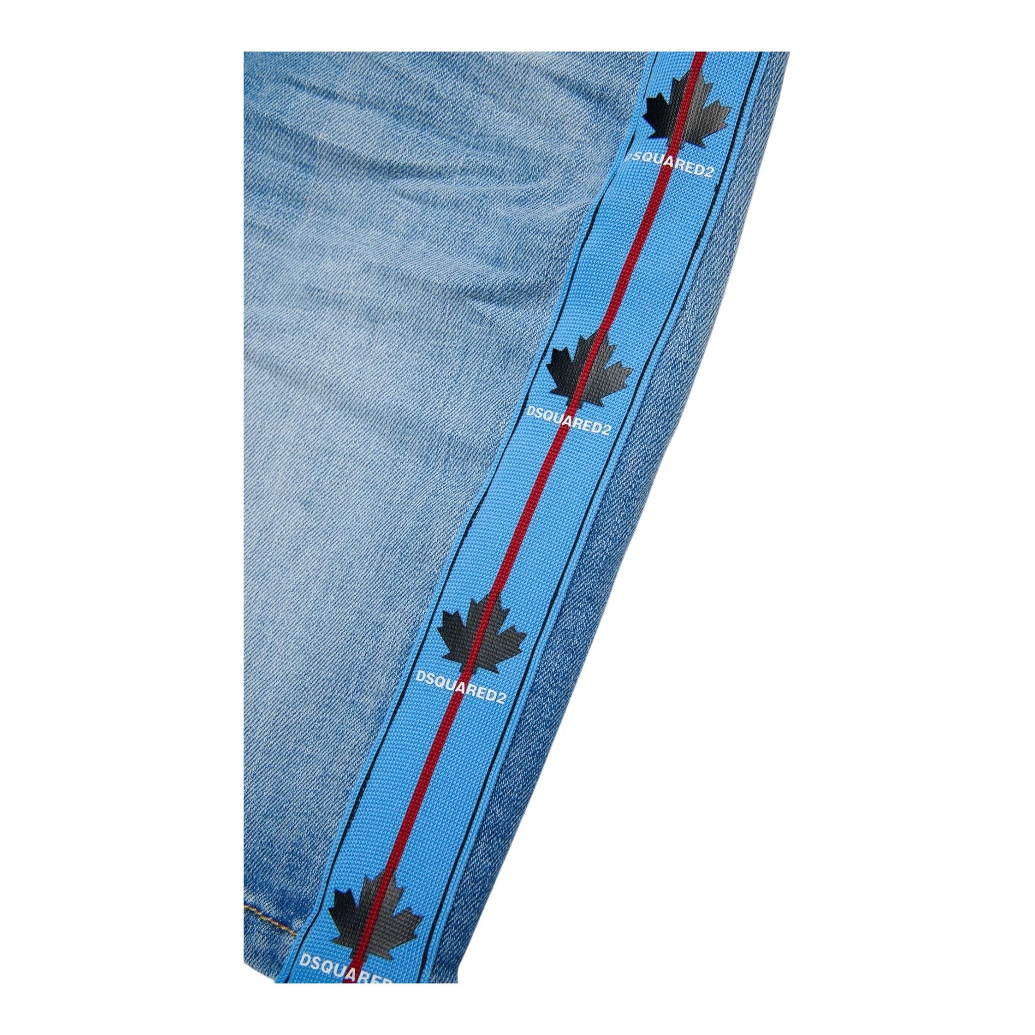 Dsquared2 Bermuda Tinta Unita con Profili Logati per Bambino DQ2822 AZZURRO DSQUARED2 