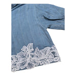 Ermanno Scervino Camicia Mezza Manica Tinta Unita con Ricami per Bambina SFCA039 AZZURRO ERMANNO SCERVINO 