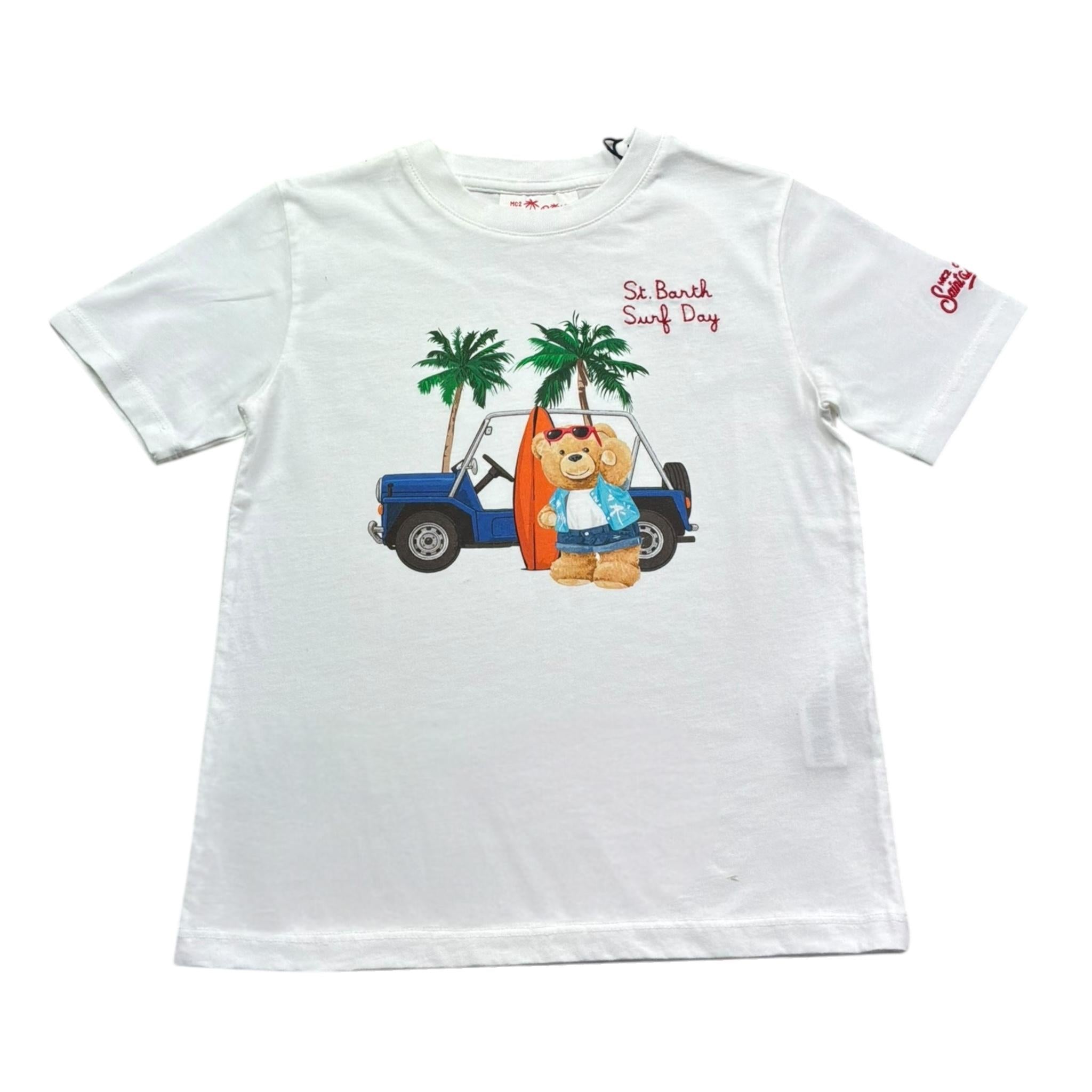 Saint Barth T-Shirt Girocollo Tinta Unita con Stampa per Bambino 00293L BIANCO SAINT BARTH 