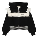 TWINSET maglia tinta unita con stampa zip e cappuccio Nero per Bambina 242GJ3161X NERO TWINSET 