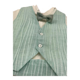 Pontoporponto Completo 4 Pezzi Camicia-Bermuda-Gilet-Papillon per Neonato 6120 BIANCO/VERDE ACQUA PONTOPORPONTO 