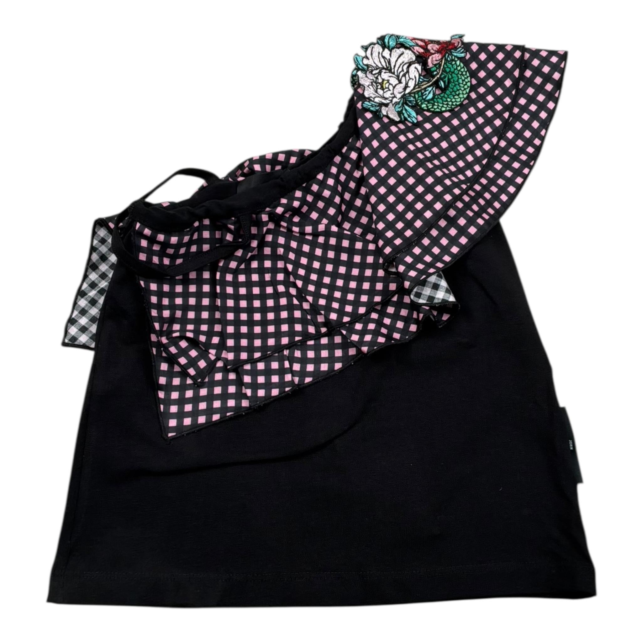 John Richmond Top Tinta Unita con Rouches per Bambina RGP26110TO NERO JOHN RICHMOND 