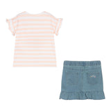 Guess Completo 2 Pezzi Gonna In Denim-T-Shirt per Neonata K3GG01K6YW0 BIANCO GUESS 