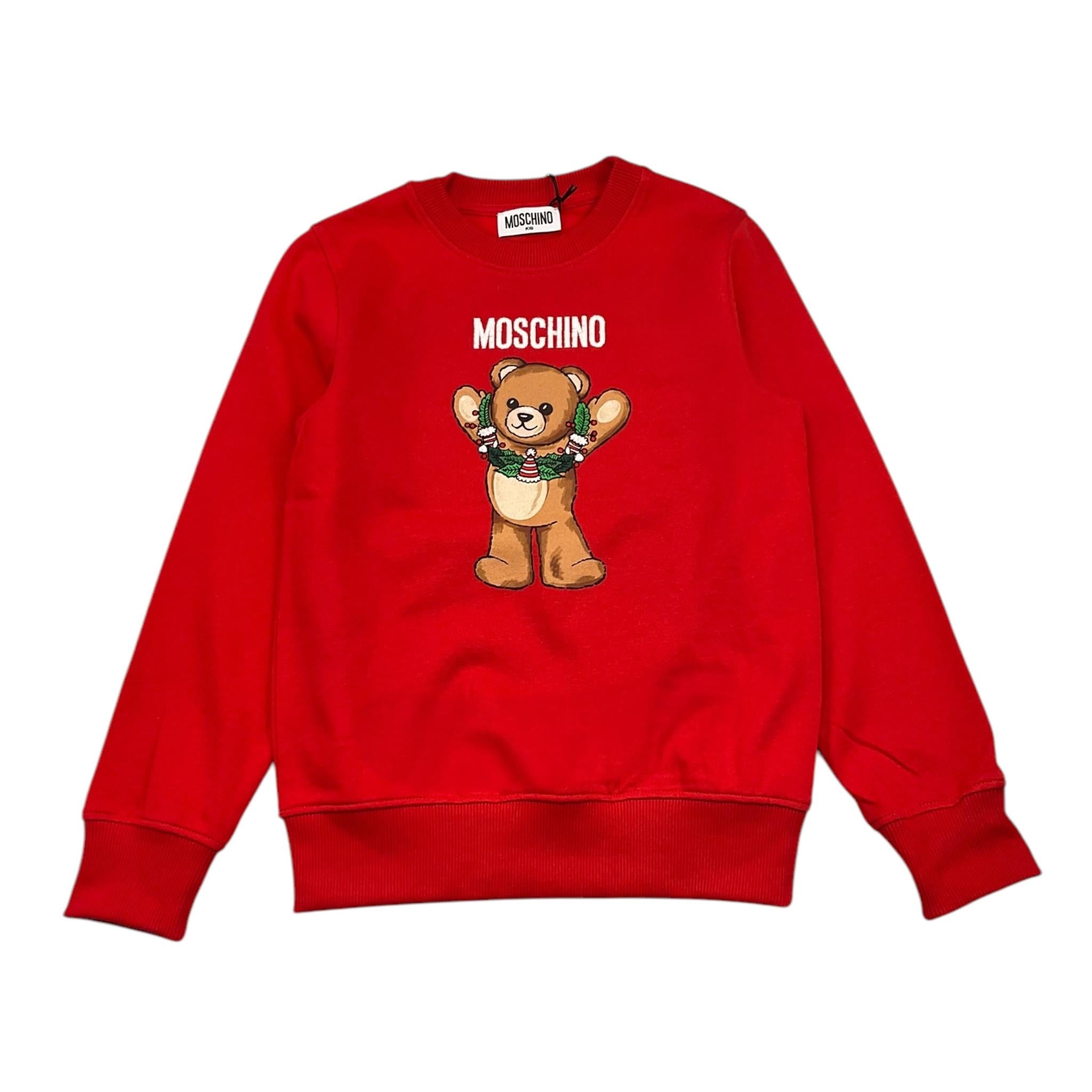 MOSCHINO felpa girocollo tinta unita con stampa Rosso per Bambino HQF08V ROSSO MOSCHINO 