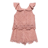 Abel & Lula Completo 2 Pezzi Top-Short Tinta Unita Trafrato per Bambina 5230 ROSA ABEL & LULA 