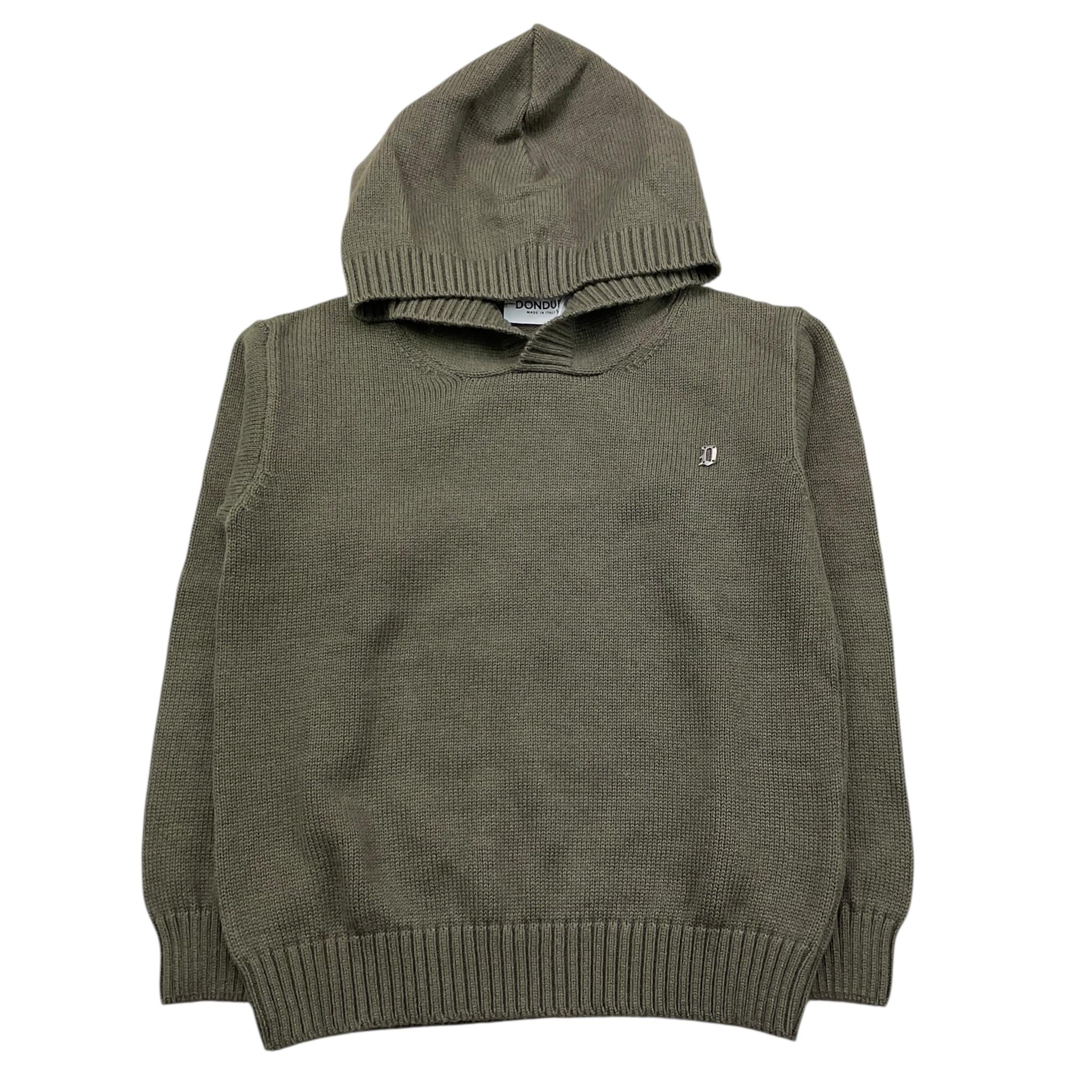 DONDUP maglia tinta unita cn cappuccio e ricamo logo Verde per Bambino DMMA005 VERDE DONDUP 