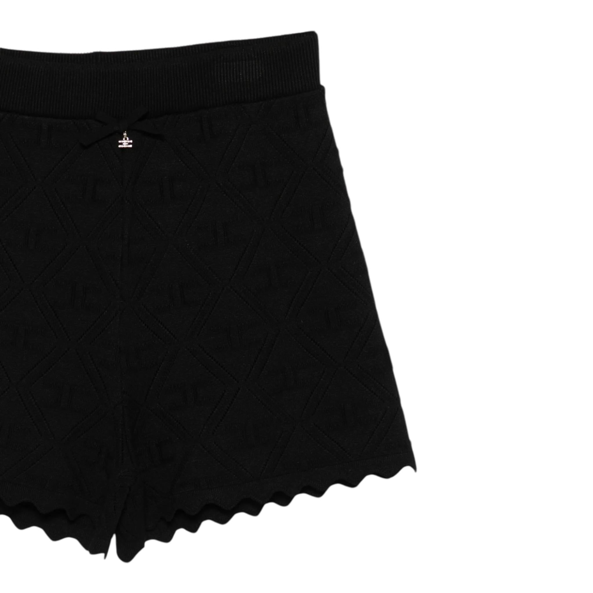 Elisabetta Franchi Short In Filo Tinta Unita con Trafori per Bambina EFBE068X NERO ELISABETTA FRANCHI 