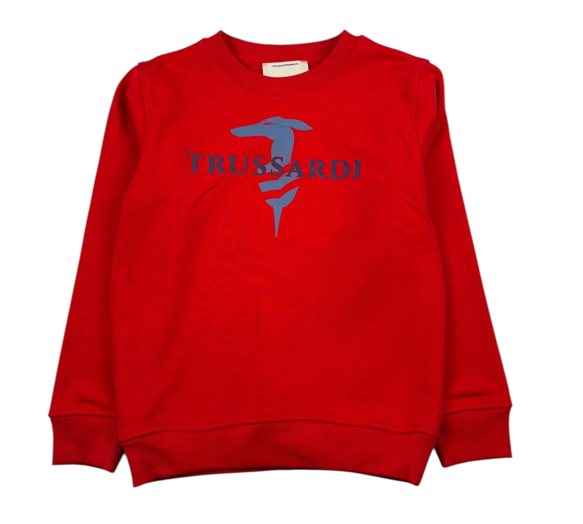 Trussardi Felpa Chiusa Girocollo Tinta Unita con Stampa per Bambino TBP26036FE ROSSO TRUSSARDI 