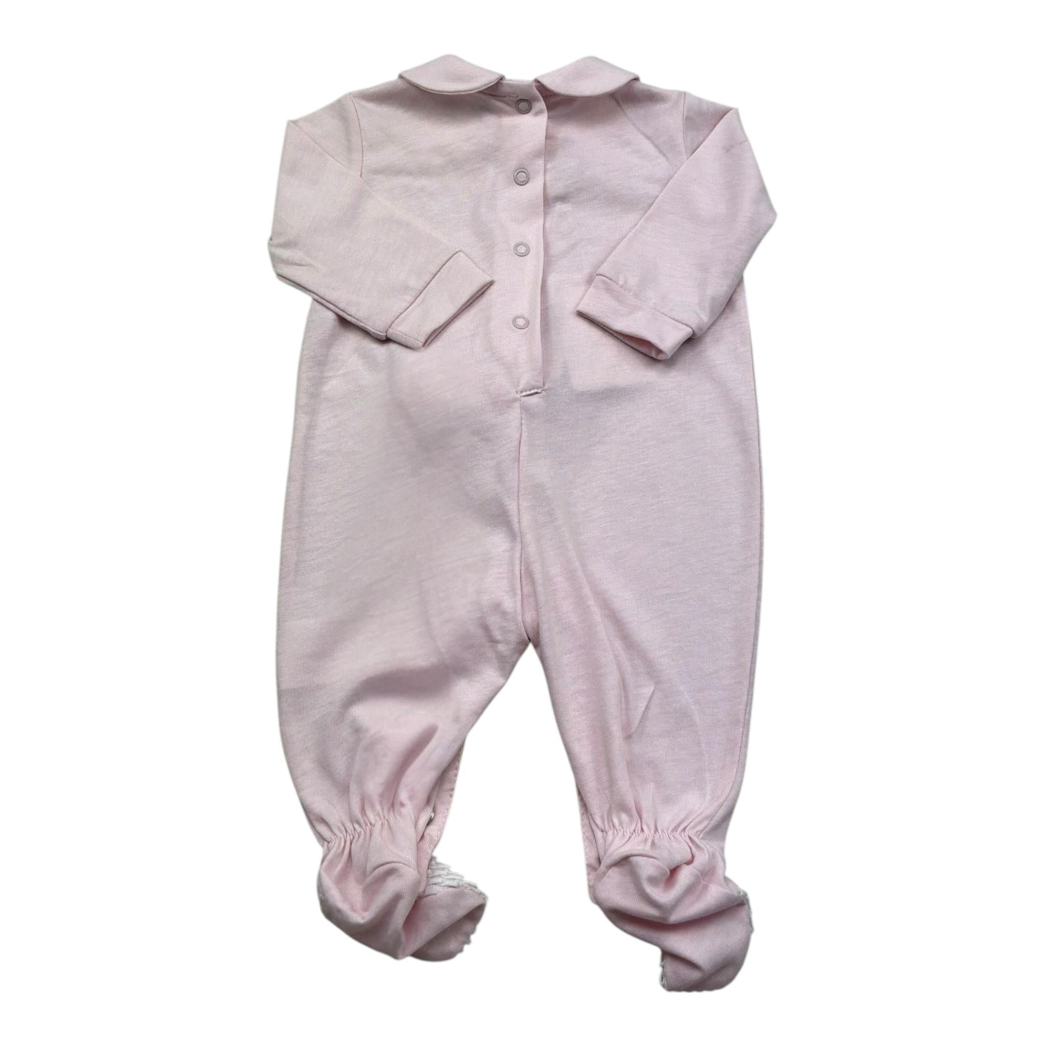 Isabel & Martinez Tutina Manica Lunga Tinta Unita con Ricami per Neonata IM25N442 ROSA ISABEL & MARTINEZ 