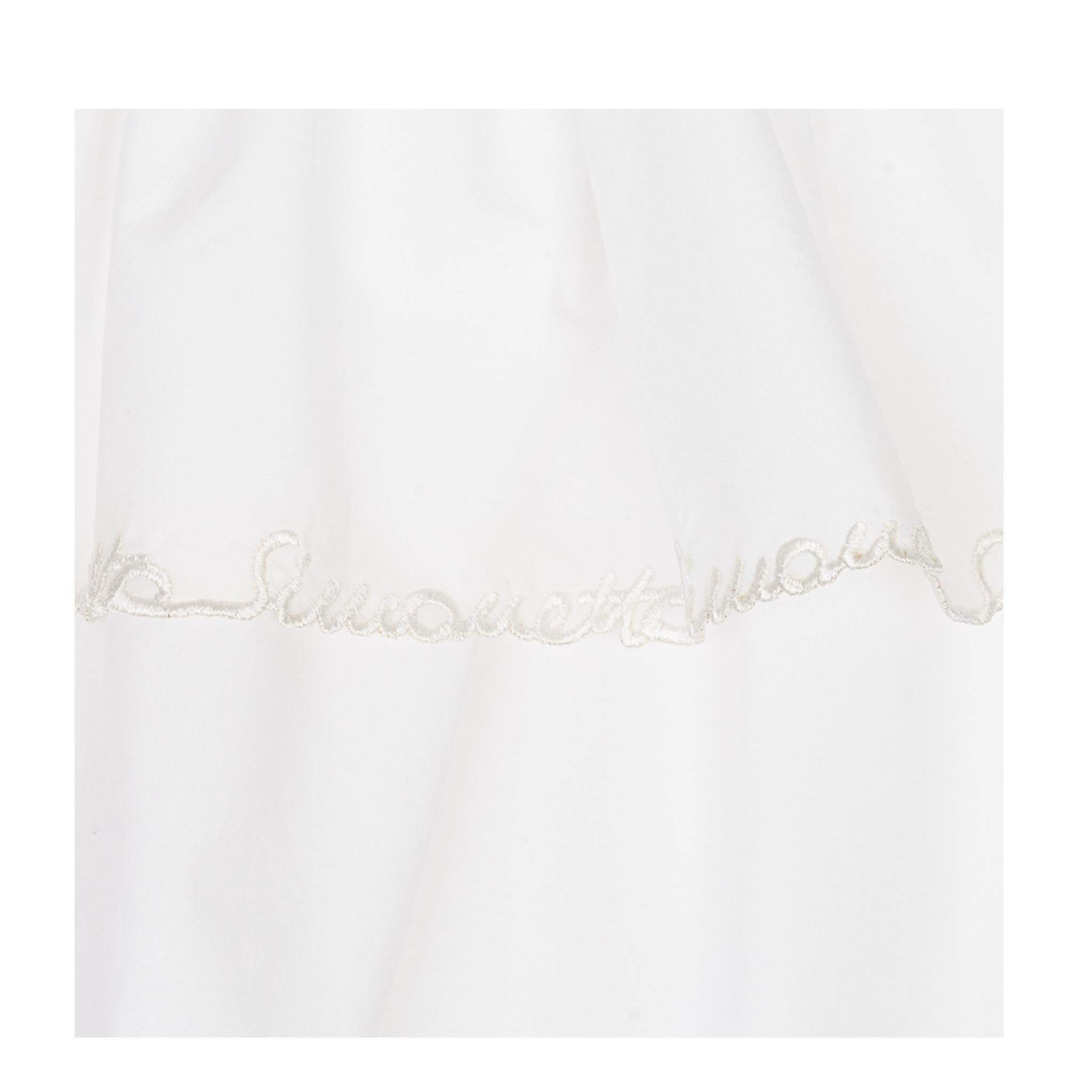 Simonetta Abito Giromanica Tinta Unita con Ricami Logo per Neonata SW1012P0518 BIANCO SIMONETTA 
