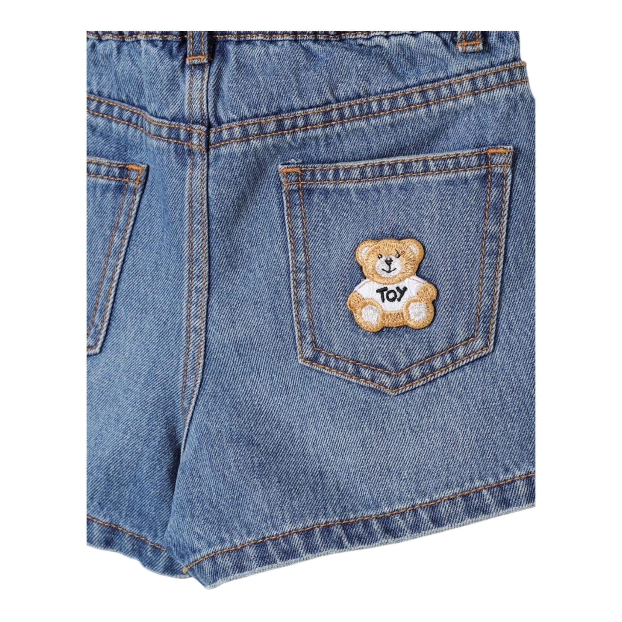 Moschino Short Tinta Unita con Elastico In Vita per Bambina HDQ01O BLU MOSCHINO 