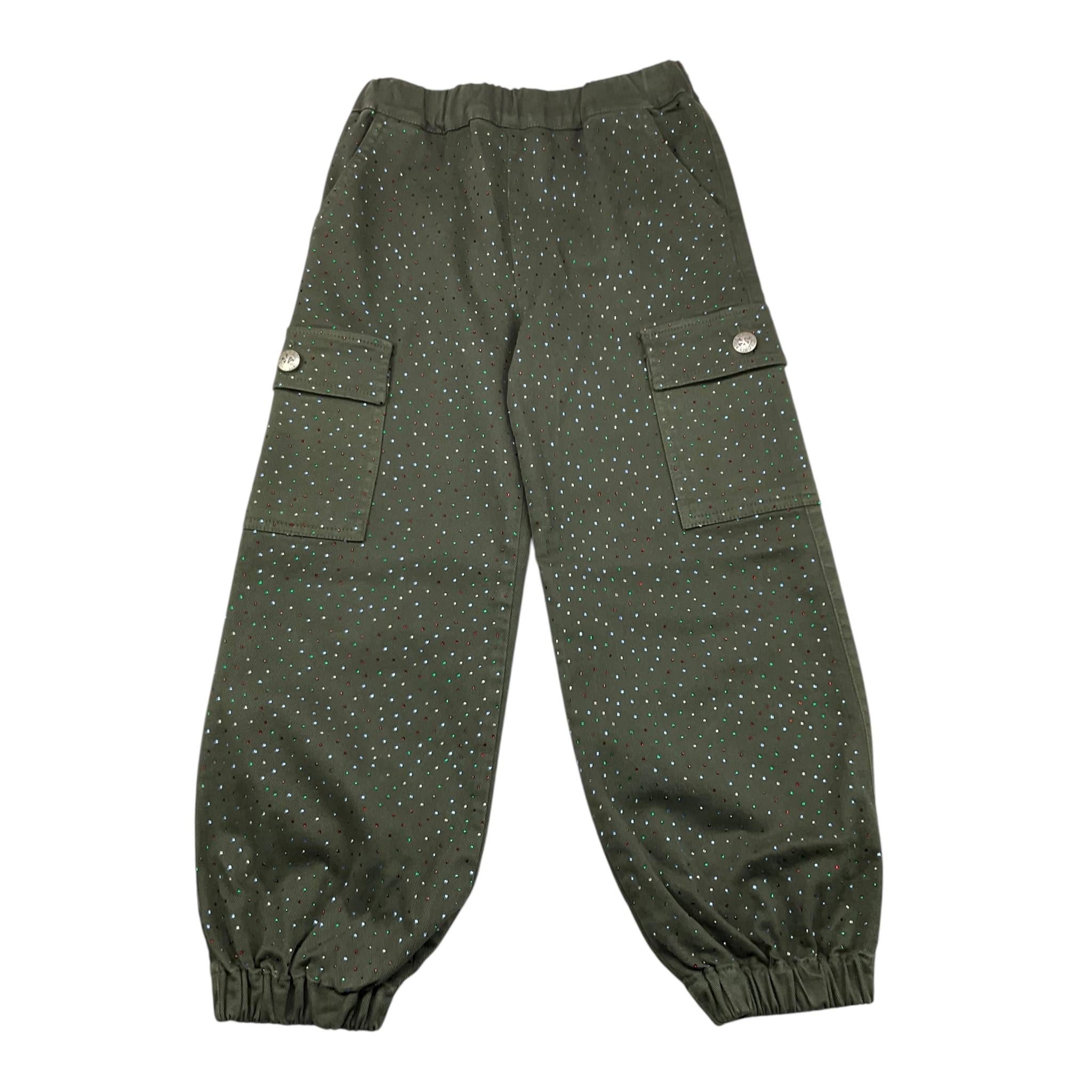 JOHN RICHMOND pantalone tinta unita con elastico in vita e brillantini Verde per Bambina RGA25137PA VERDE JOHN RICHMOND 