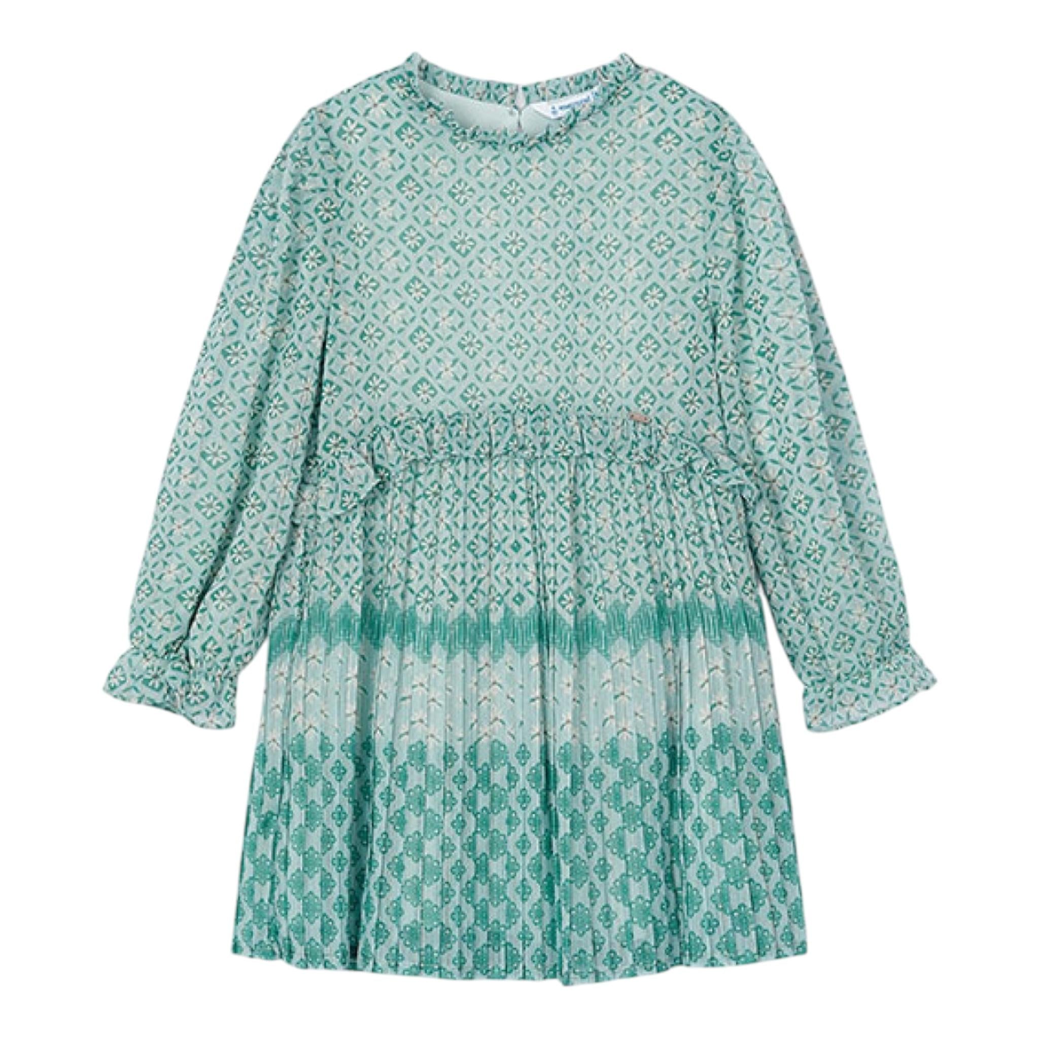 MAYORAL abito in camicia tinta unita con fantasia Verde per Bambina 4913 VERDE MAYORAL 