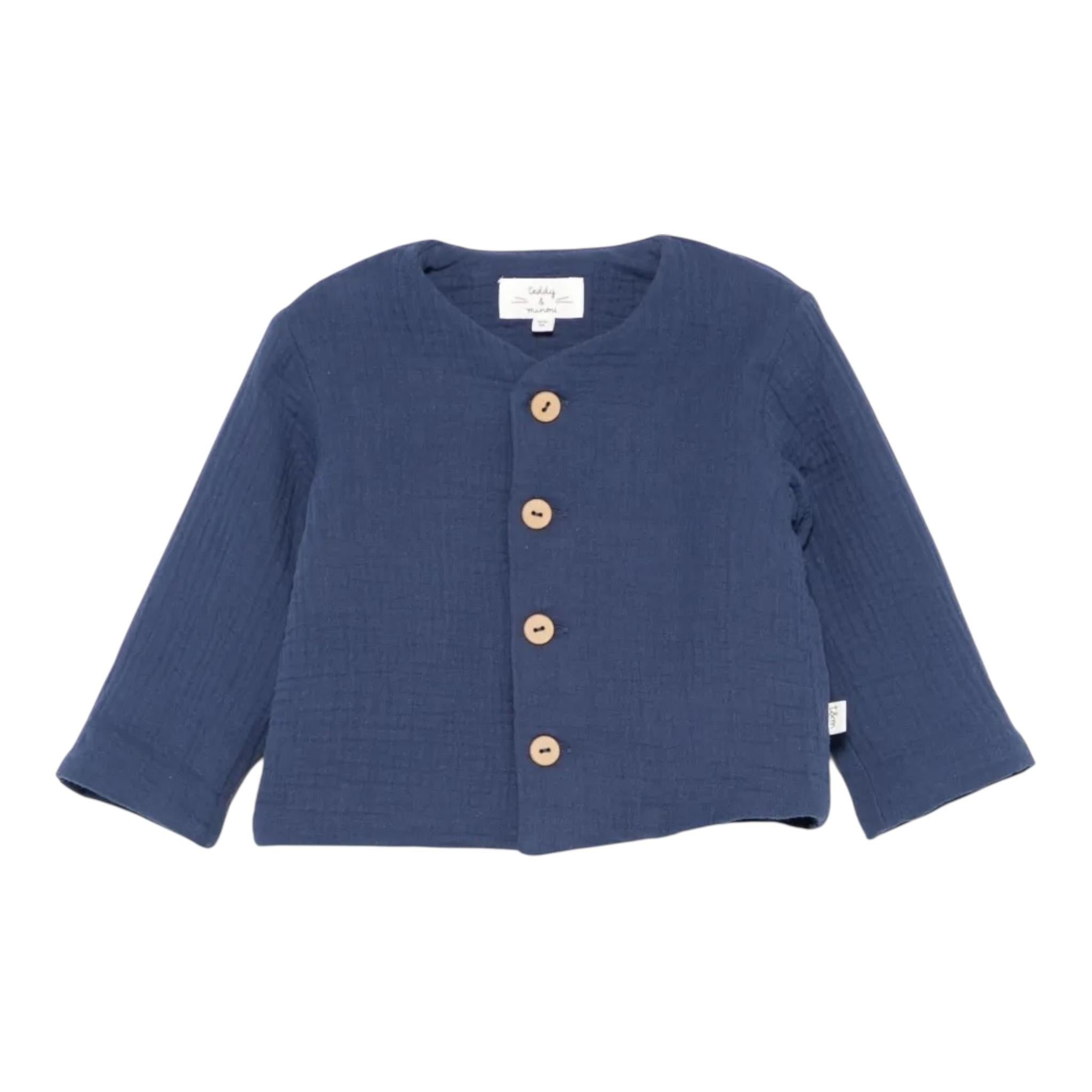 Teddy E Minou Giacca Tinta Unita con Bottoni per Neonato E25CN020C0070 BLU TEDDY E MINOU 