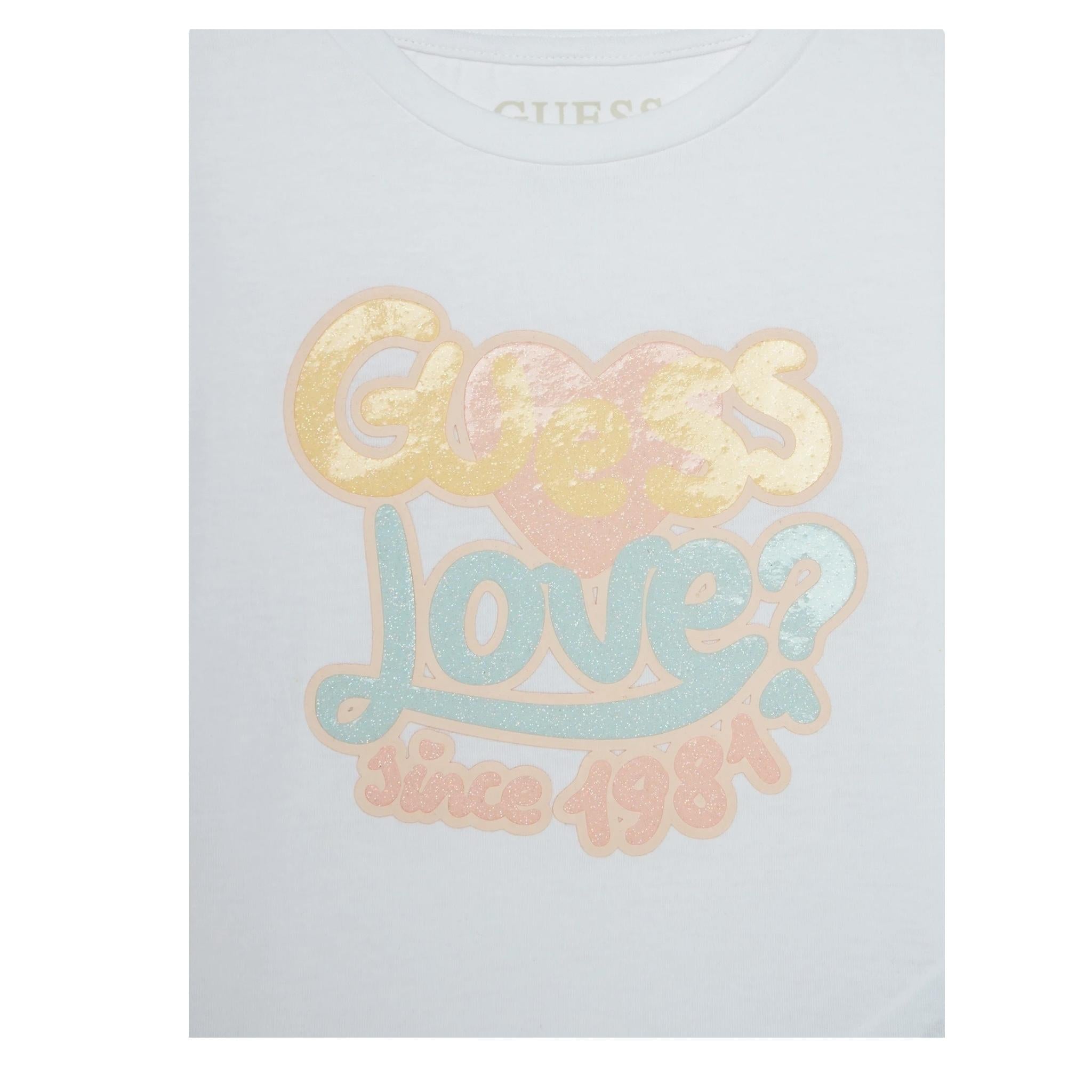 Guess T-Shirt Girocollo Tinta Unita con Stampa per Neonata K5RI06K6YW4 BIANCO GUESS 