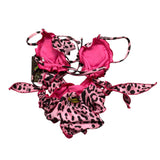 4Giveness Costume 2 Pezzi Triangolo-Mutandina Fantasia Maculata Rosa Per Bambina