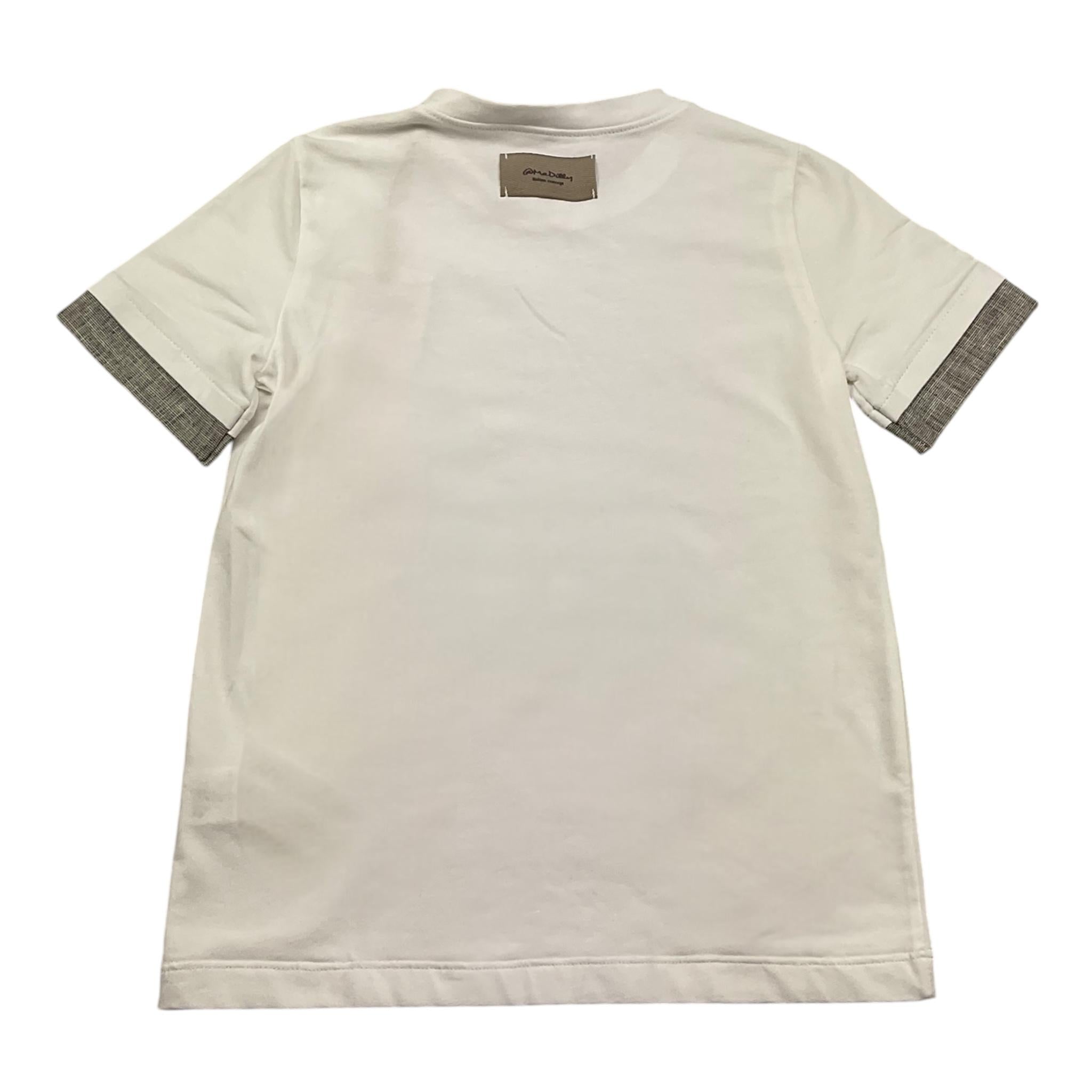 @Madilly T-Shirt Girocollo Tinta Unita con Profili Maniche In Contrasto per Bambino BOY BIANCO @MADILLY 