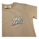 Yes London T-Shirt Girocollo Tinta Unita con Logo per Bambino JR2125 BEIGE YES LONDON 