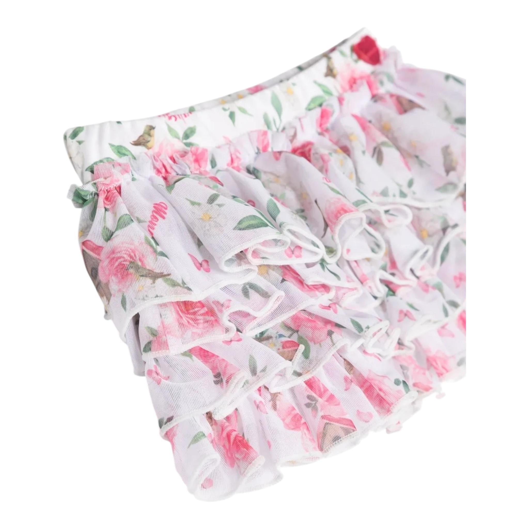 Monnalisa Set Gonna-Cuffia Tinta Unita per Neonata 39C042 BIANCO MONNALISA 