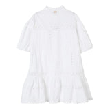 Twinset Abito Mezza Manica Tinta Unita con Trafori per Bambina 251GJ2410 BIANCO TWINSET 