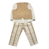 Barcellino Completo 3Pz Camicia-Pantalone-Gilet Beige Per Neonato
