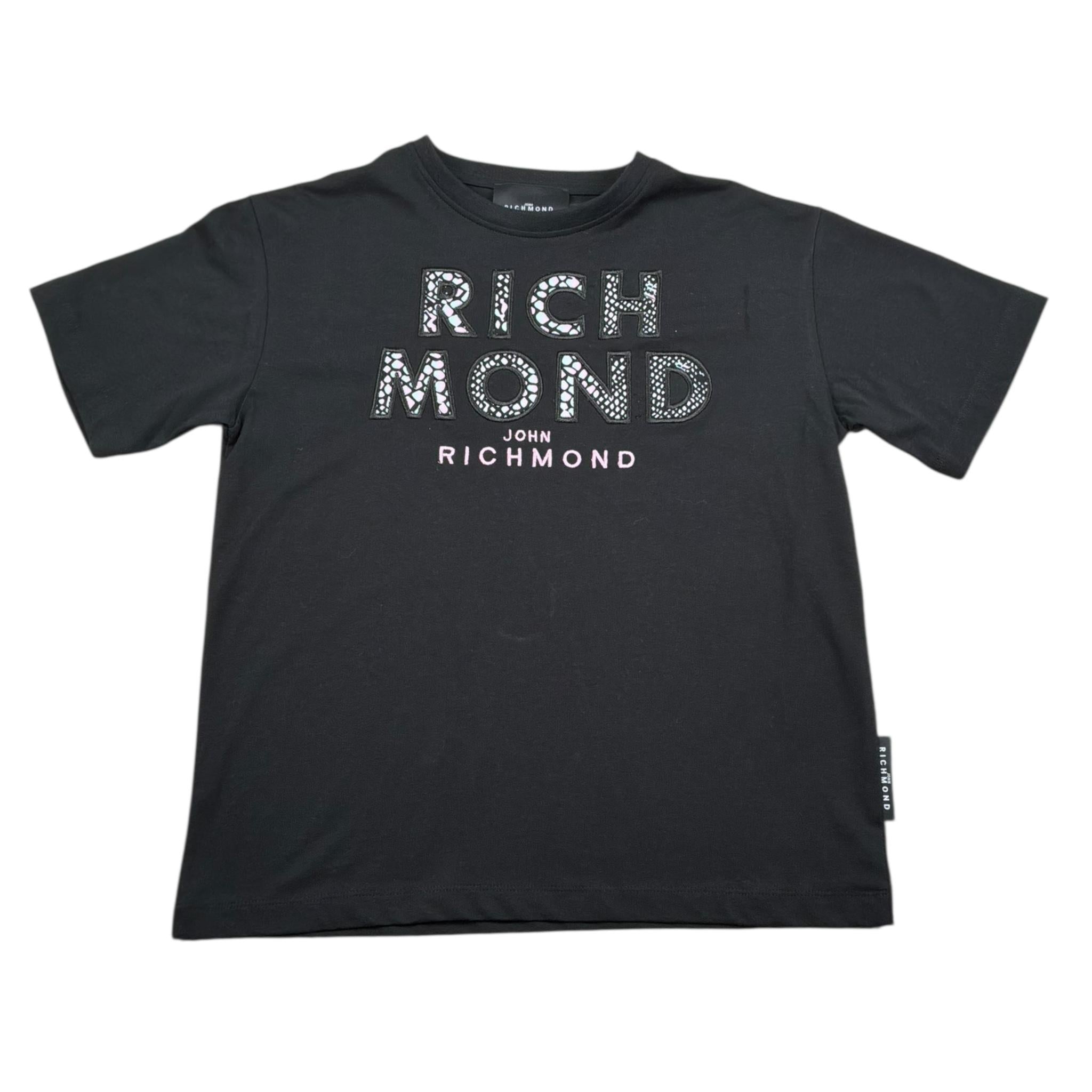 John Richmond T-Shirt Girocollo Tinta Unita con Stampa per Bambina RGP26176TS NERO JOHN RICHMOND 