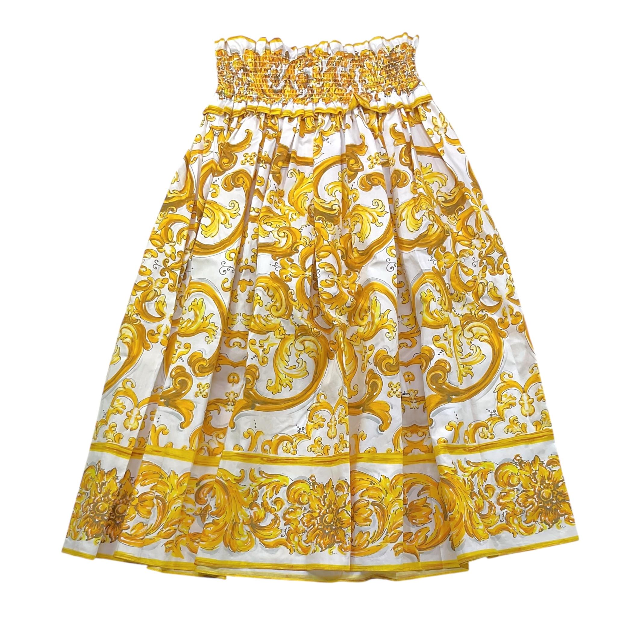 Dolce & Gabbana Gonna Tinta Unita con Fantasia Rose per Bambina L55I27 BIANCO DOLCE & GABBANA 