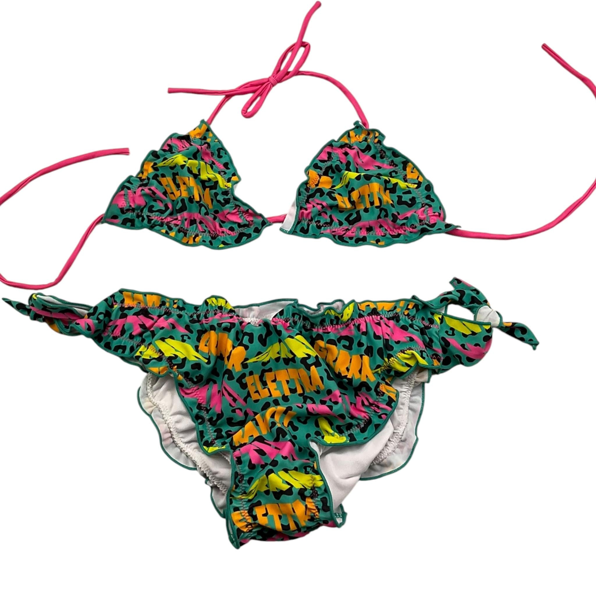 Elettra Lamborghini  Costume 2 Pezzi Triangolo-Slip con Fantasia per Bambina ELTLMB4020 VERDE ELETTRA LAMBORGHINI 