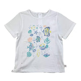Carre'Ment Beau T-Shirt Girocollo Tinta Unita Con Stampa In Contrasto Bianco Per Neonato
