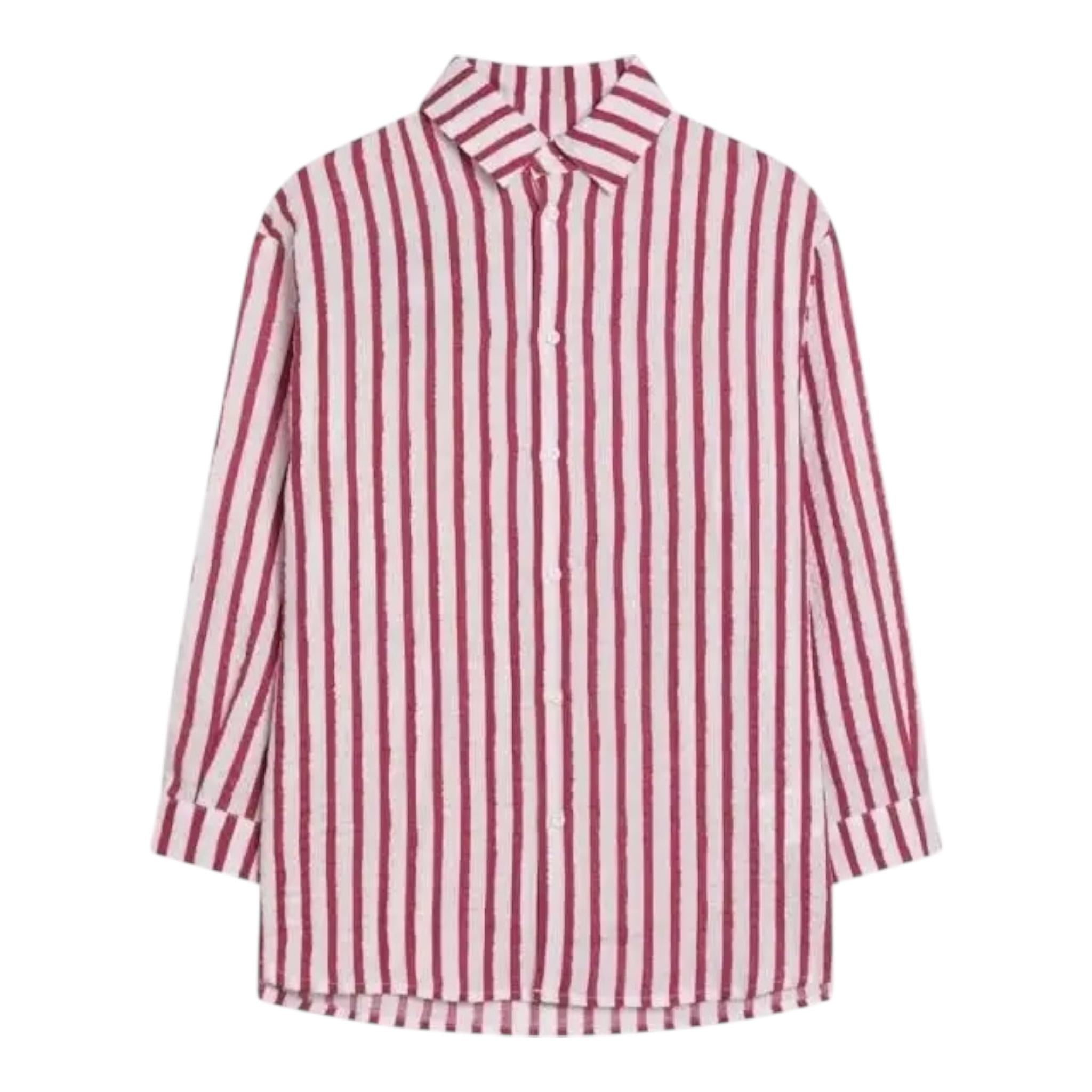 Dou Dou Camicia Tinta Unita con Fantasia A Righe per Bambina DW5P30XX BIANCO DOU DOU 