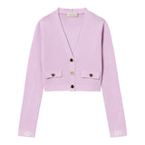 Twinset Cardigan Tinta Unita con Bottoni In Contrasto per Bambina 251GJ3QW4 LILLA TWINSET 