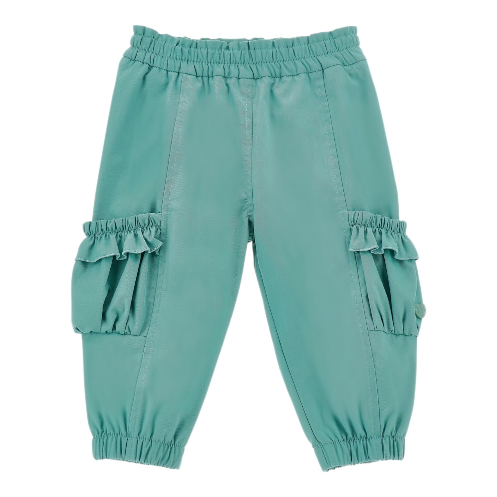 Monnalisa Pantalone Tinta Unita con Elastico In Vita per Neonata 37E402 VERDE MONNALISA 