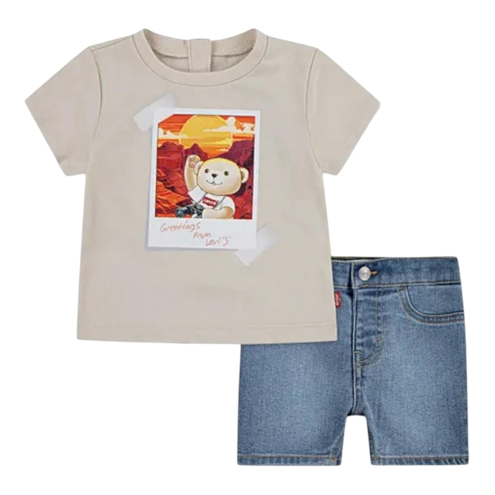 Levi'S Completo 2 Pezzi T-Shirt-Bermuda per Bambino 6EM343X BEIGE LEVI'S 