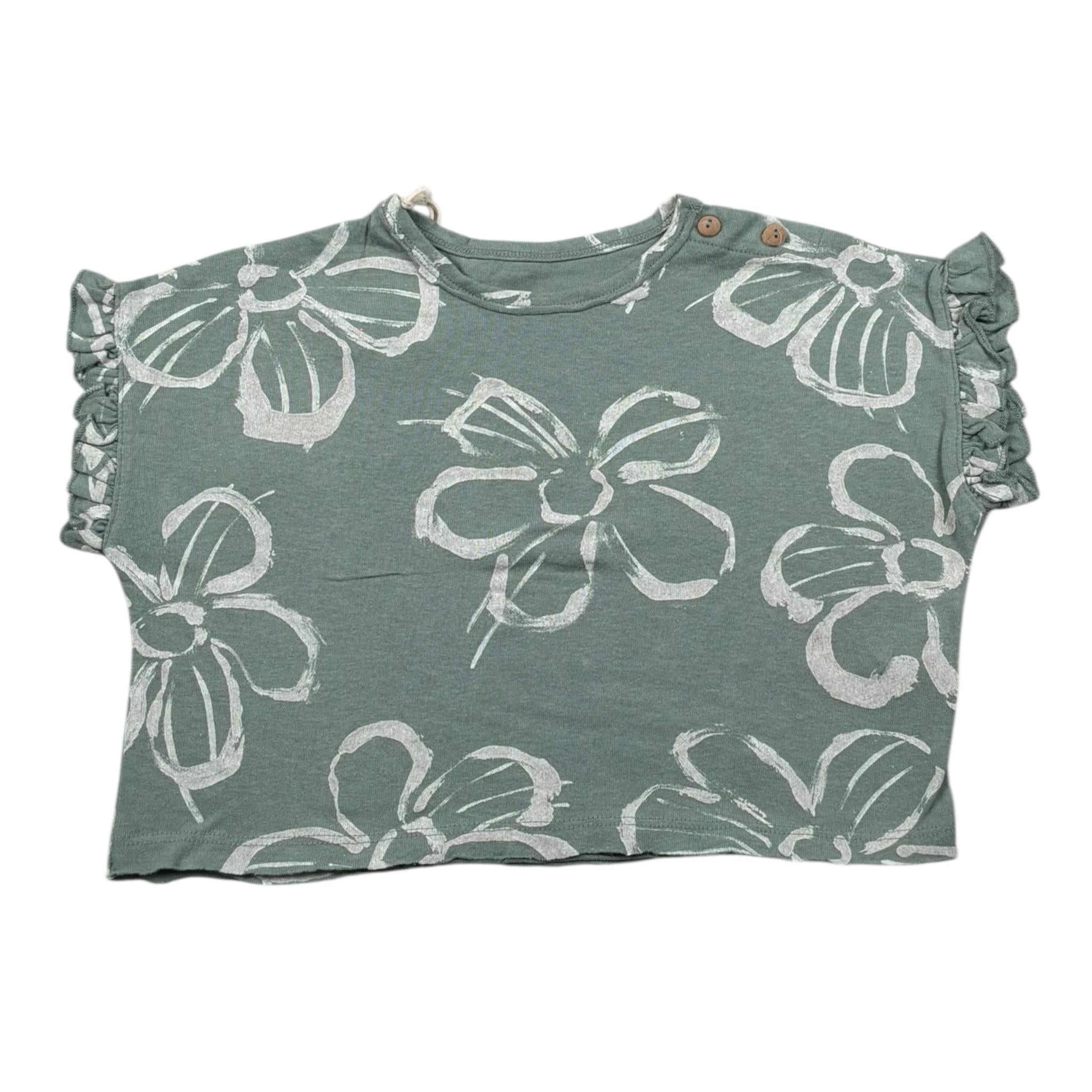 Play Up T-Shirt Girocollo Tinta Unita Stampa Fantasia per Neonata PA022AQ11053 VERDE PLAY UP 