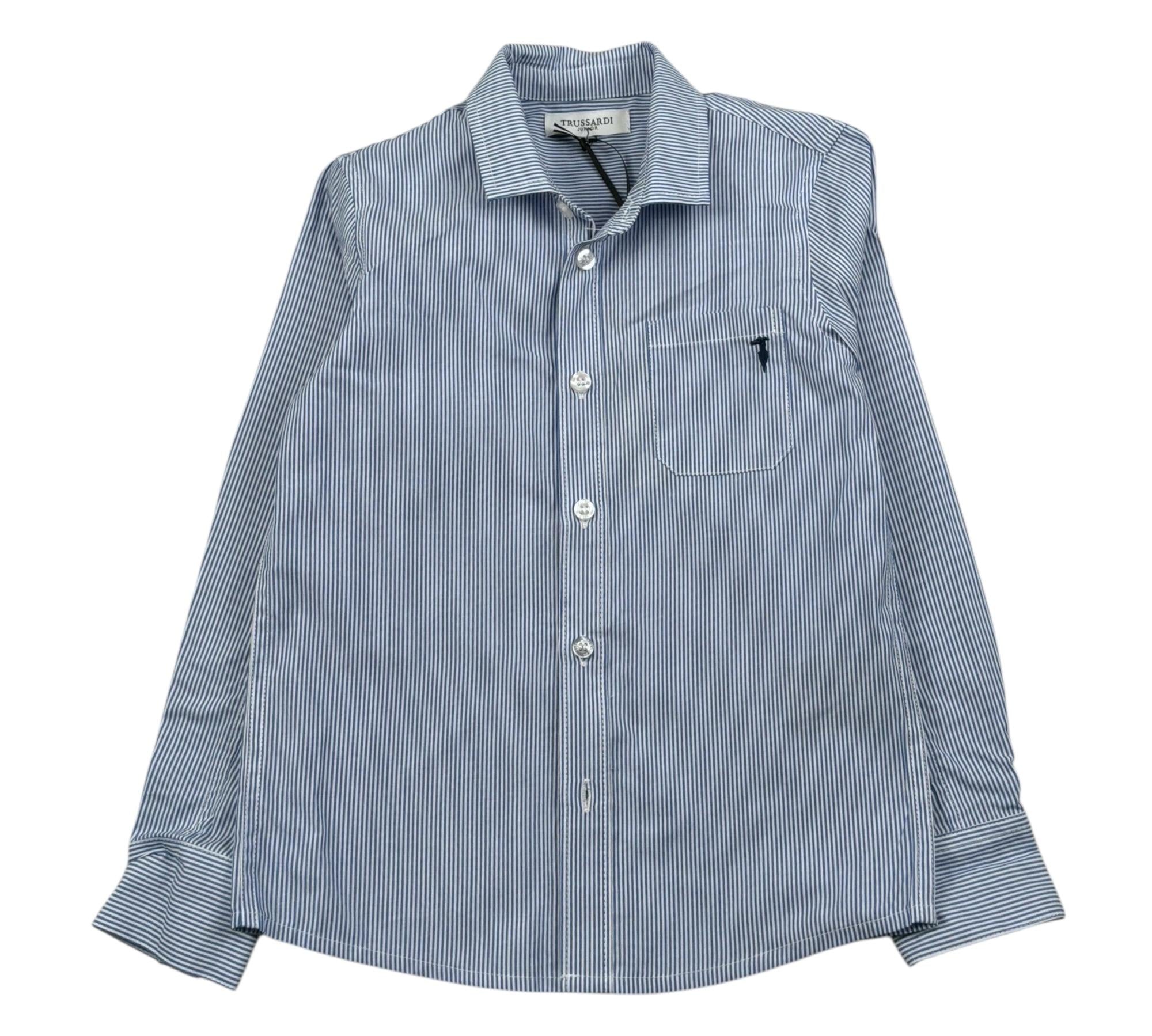Trussardi Camicia Manica Lunga Fantasia A Righe per Bambino TBP26064CA BLU TRUSSARDI 