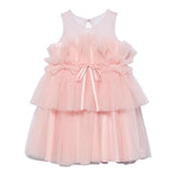 Abel & Lula Abito Tinta Unita Giromanica con Tulle per Bambina 5036 ROSA ABEL & LULA 