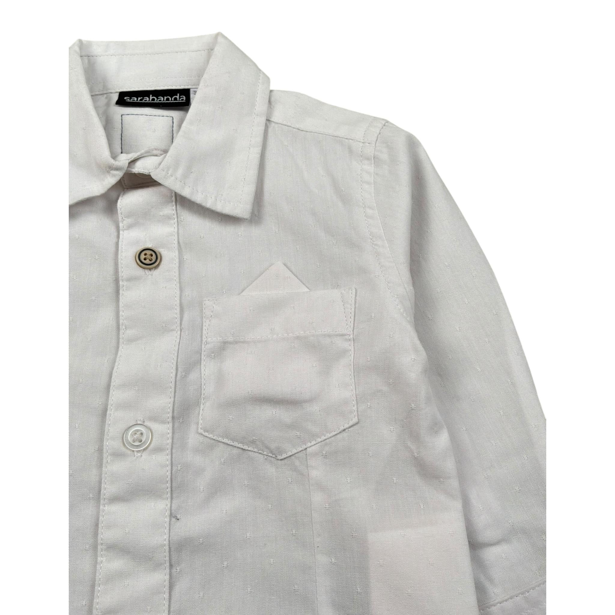 Sarabanda Camicia Manica Lunga Tinta Unita per Neonato 02112 BIANCO SARABANDA 
